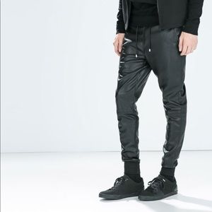 Zara Faux Leather Jogger Pants